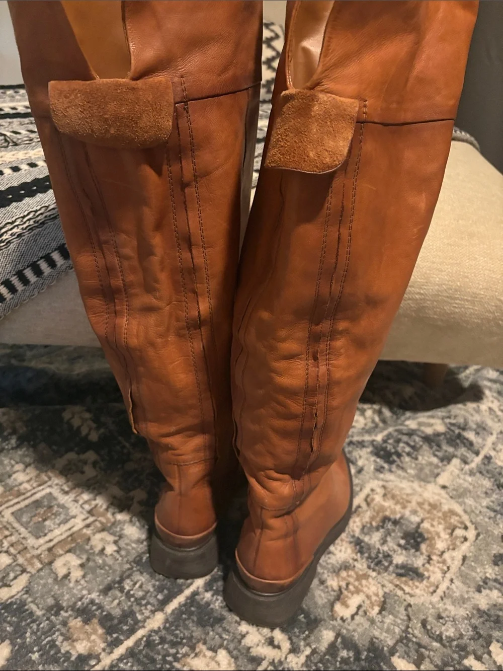 Franco Sarto Tall Leather Over-the-Knee Boots - Cognac Brown